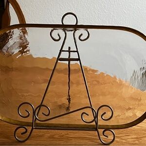 Elegant Glass Serving Platter With Gold Trim